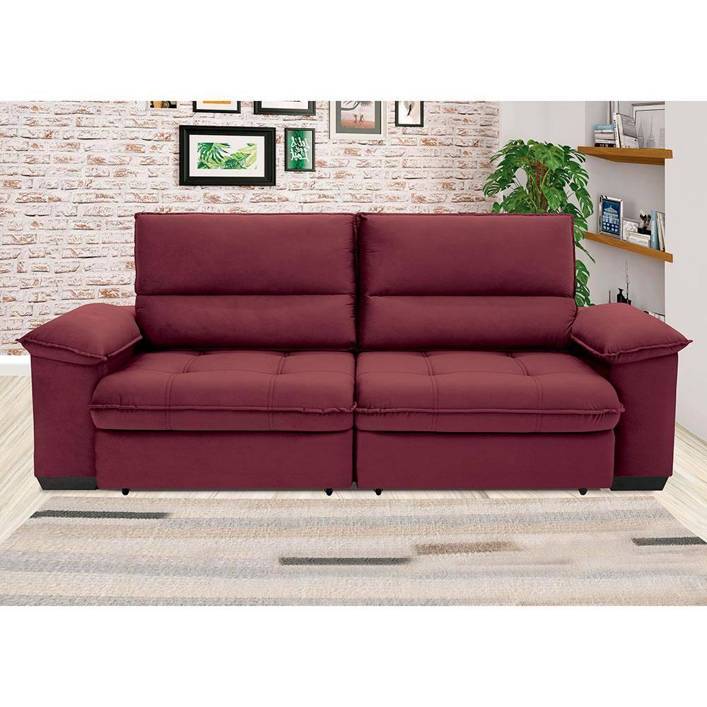 Sofá de 4 Lugares Linoforte Barcellos com 230 cm de Largura, Retrátil/Reclinável, com Revestimento em Tecido Suede - 6