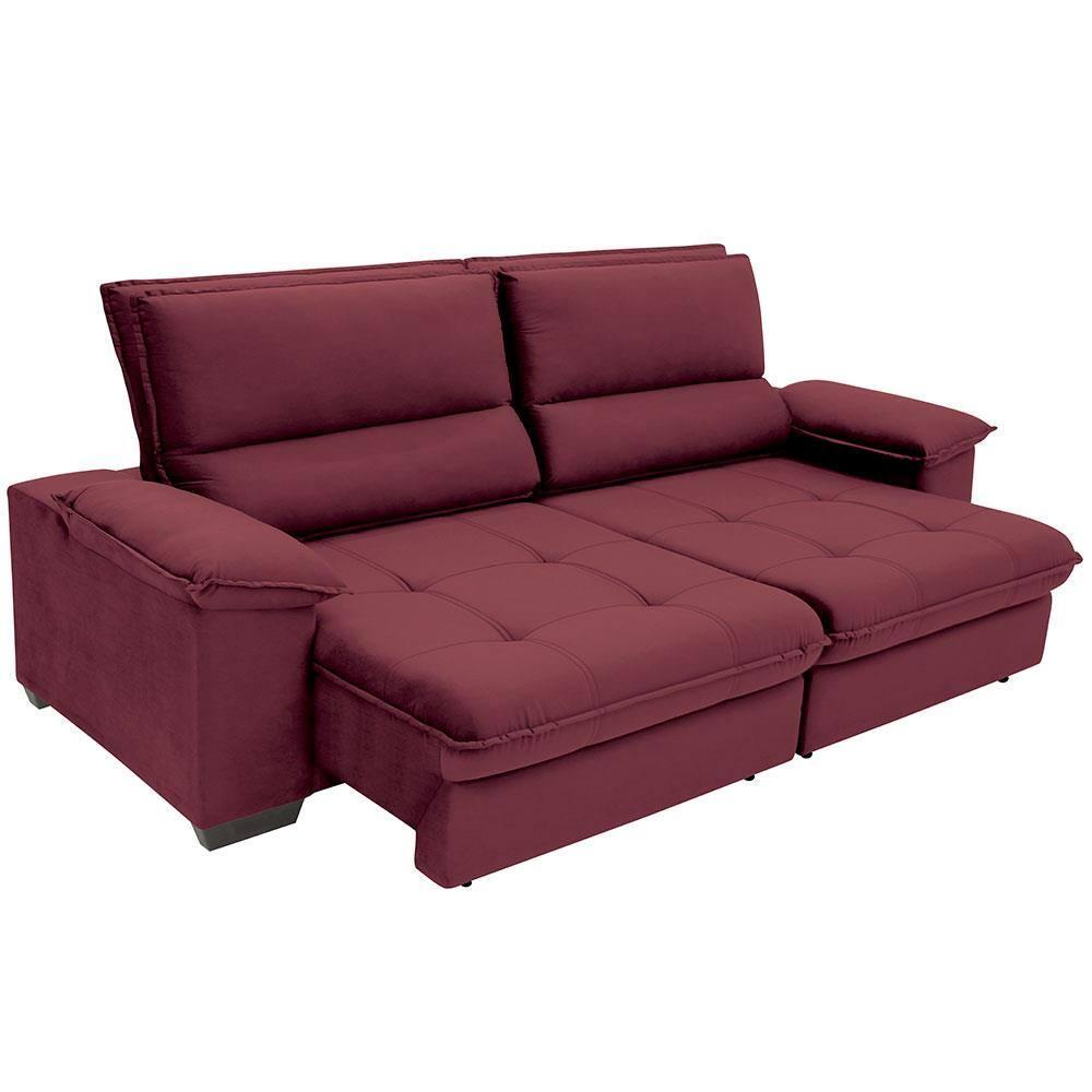 Sofá de 4 Lugares Linoforte Barcellos com 230 cm de Largura, Retrátil/Reclinável, com Revestimento em Tecido Suede - 7