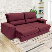 Sofá de 4 Lugares Linoforte Barcellos com 230 cm de Largura, Retrátil/Reclinável, com Revestimento em Tecido Suede - 1