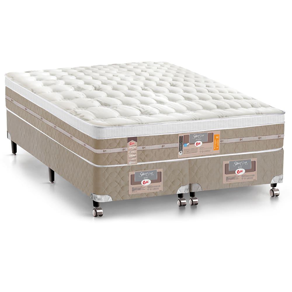 Cama Box King Size Castor Silver Star Air com Molas Ensacadas 71x180x200cm – Branco/Bege - 1
