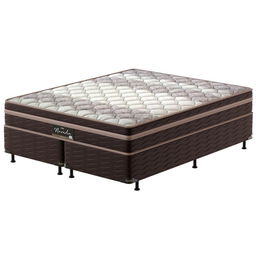 Cama Box King Size Probel Nevada com Euro Pillow e Molas Ensacadas 64x193x203 cm - Bege/Marrom - 1