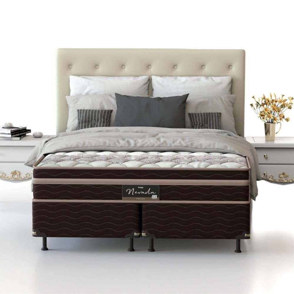 Cama Box King Size Probel Nevada com Euro Pillow e Molas Ensacadas 64x193x203 cm - Bege/Marrom - 3