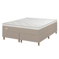 Cama Box King Size Umaflex Milão Bipartida com Revestimento em Malha + Colchão com Euro Pillow e Molas Ensacadas 30x193x203cm – Bege e Branca - 2