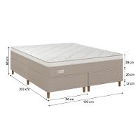 Cama Box King Size Umaflex Milão Bipartida com Revestimento em Malha + Colchão com Euro Pillow e Molas Ensacadas 30x193x203cm – Bege e Branca - 4