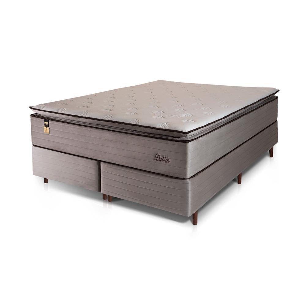 Cama Box Bipartida Queen Size Hellen Dublin com Molas Ensacadas e Espuma D33 73x158x198 cm - Bege - 2
