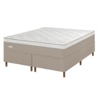 Cama Box Queen Size Umaflex Milão Bipartida com Revestimento em Malha + Colchão com Euro Pillow e Molas Ensacadas 30x158x198cm – Bege e Branca - 2