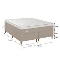 Cama Box Queen Size Umaflex Milão Bipartida com Revestimento em Malha + Colchão com Euro Pillow e Molas Ensacadas 30x158x198cm – Bege e Branca - 4