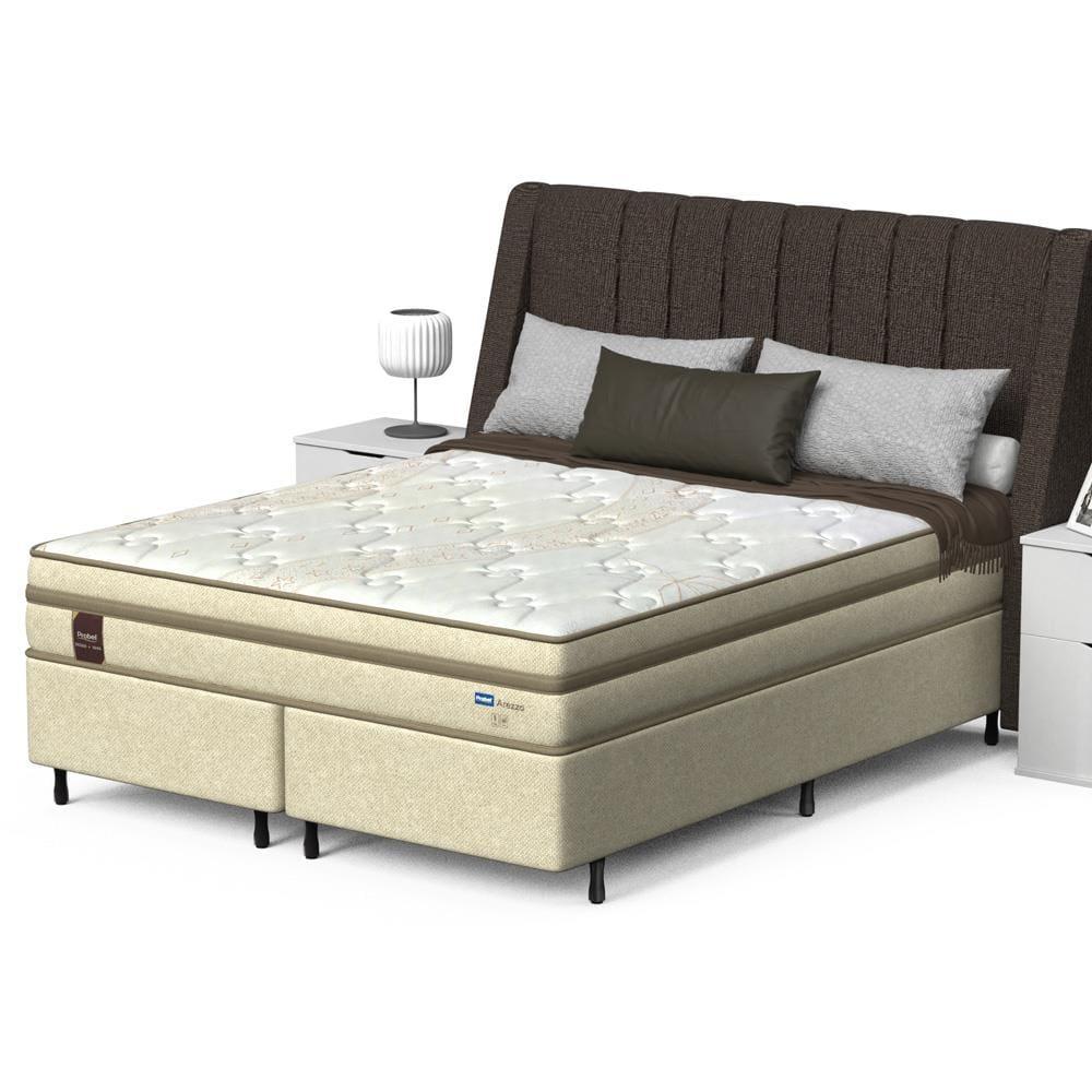 Cama Box Queen Size Probel Arezzo Revestido em Tecido Jacquard + Colchão com Pillow Euro e Molas Ensacadas Individualmente 26x188x158cm - Bege e Br - 3