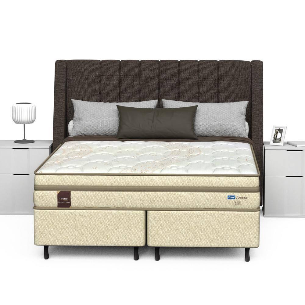 Cama Box Queen Size Probel Arezzo Revestido em Tecido Jacquard + Colchão com Pillow Euro e Molas Ensacadas Individualmente 26x188x158cm - Bege e Br - 4