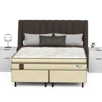 Cama Box Queen Size Probel Arezzo Revestido em Tecido Jacquard + Colchão com Pillow Euro e Molas Ensacadas Individualmente 26x188x158cm - Bege e Br