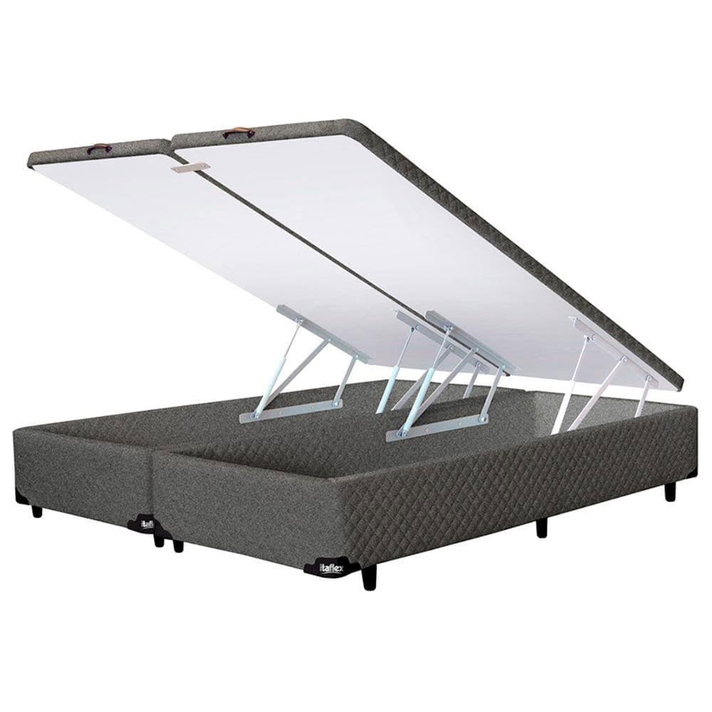 Colchão Queen Size Umaflex New Itália Black D26 com Molas Ensacadas e Pillow Top + Base Box Itaflex Universal com Baú 65,5x158x198 cm - Preto/Granite - 7
