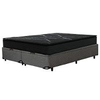 Colchão Queen Size Umaflex New Itália Black D26 com Molas Ensacadas e Pillow Top + Base Box Itaflex Universal com Baú 65,5x158x198 cm - Preto/Granite - 1