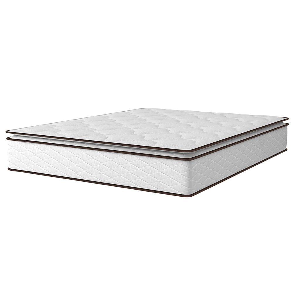 Cama Box Queen Size Umaflex New Itália com Molas Ensacadas e Pillow Top D26 - 63x158x198cm - Branco/Marrom - 2