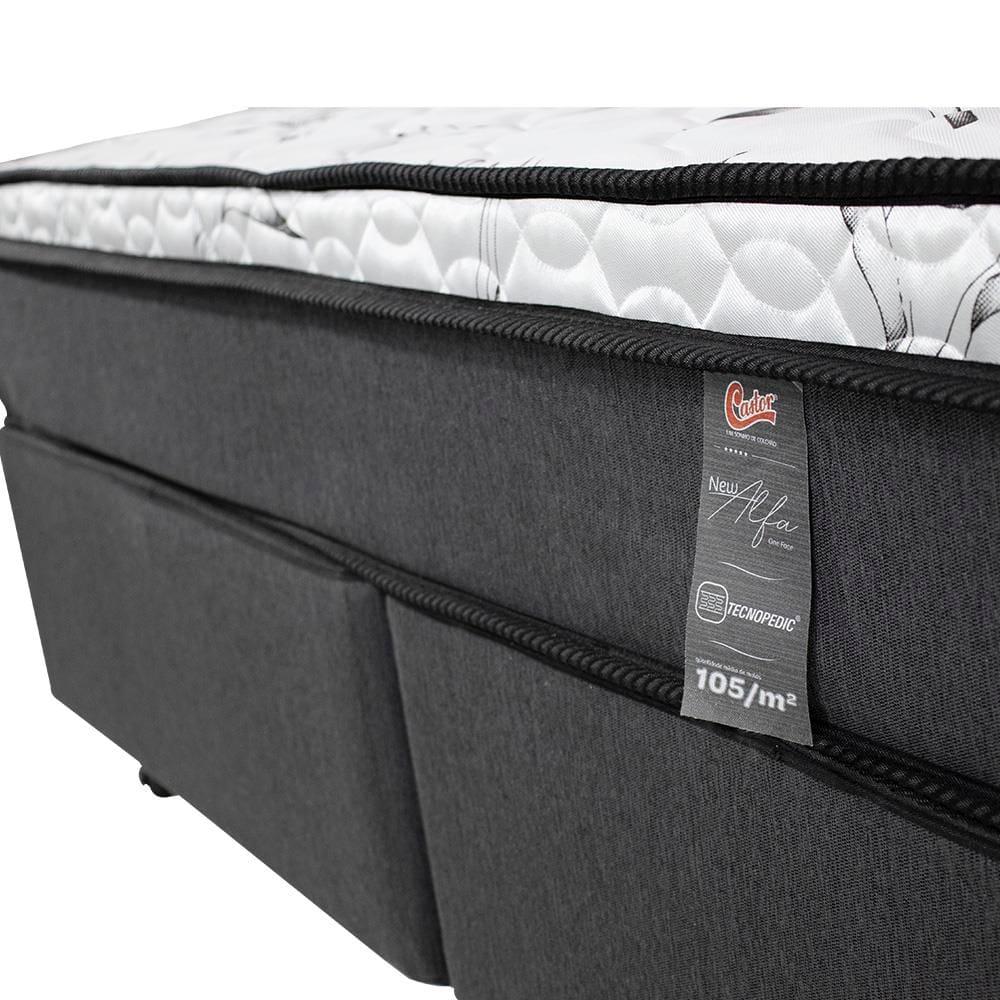 Cama Box Queen Size Castor New Alfa One em tecido Poliéster Cinza + Colchão com Molejo Tecnopedic, Euro Pillow em Malha 24x158x198cm - 5