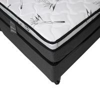 Cama Box Queen Size Castor New Alfa One em tecido Poliéster Cinza + Colchão com Molejo Tecnopedic, Euro Pillow em Malha 24x158x198cm