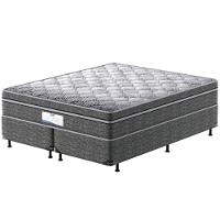Cama Box Queen Size Probel Village D28 com Molas Ensacadas e Pillow Euro 68x158x198cm - Branco/Preto - 2