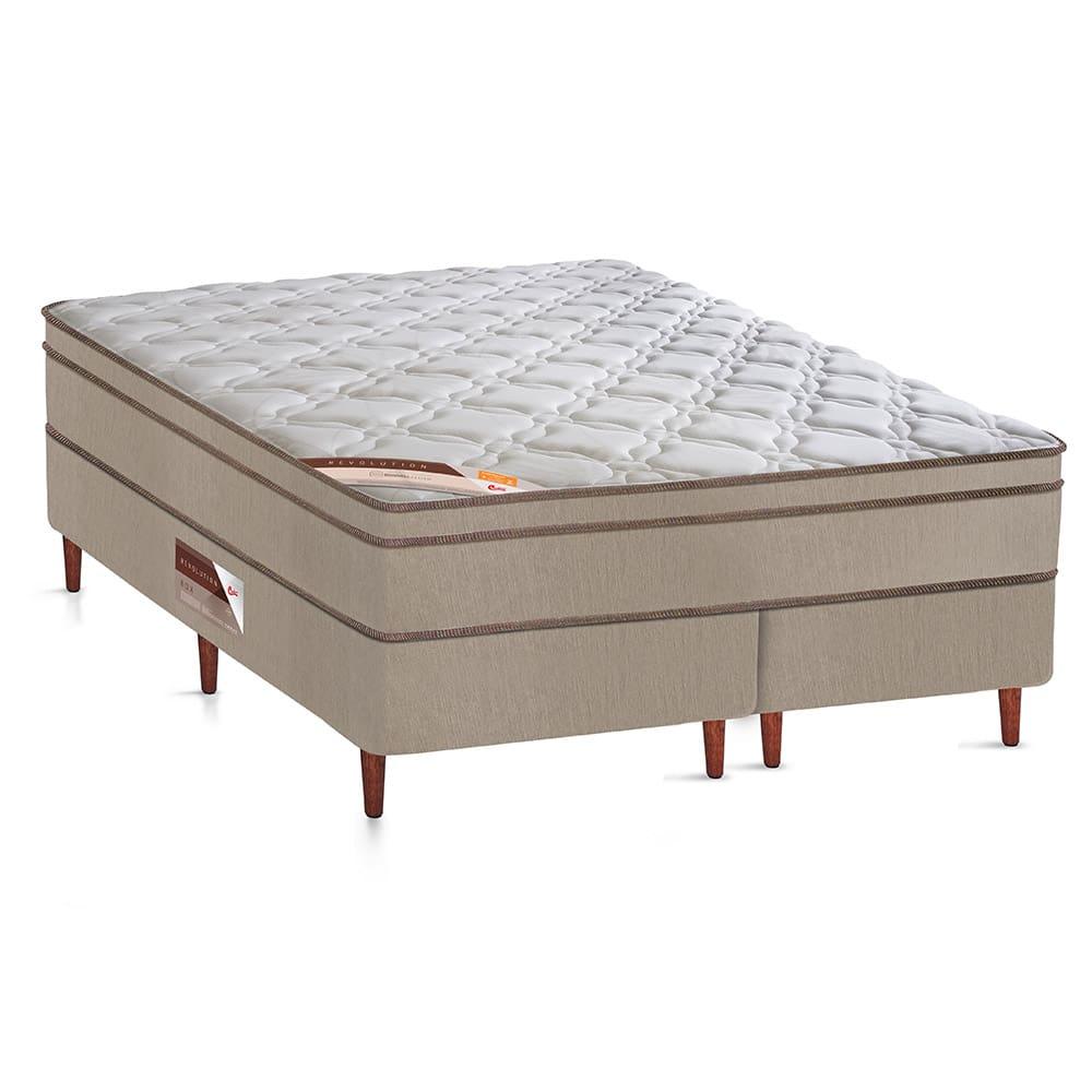 Cama Box Queen Size Castor Revolution com Molas Ensacadas 66x158x198cm – Branco/Bege - 1