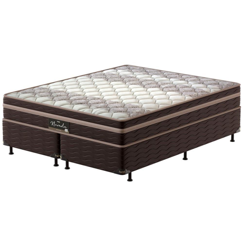 Cama Box Queen Size Probel Nevada com Euro Pillow e Molas Ensacadas 64x158x198 cm - Bege/Marrom - 1
