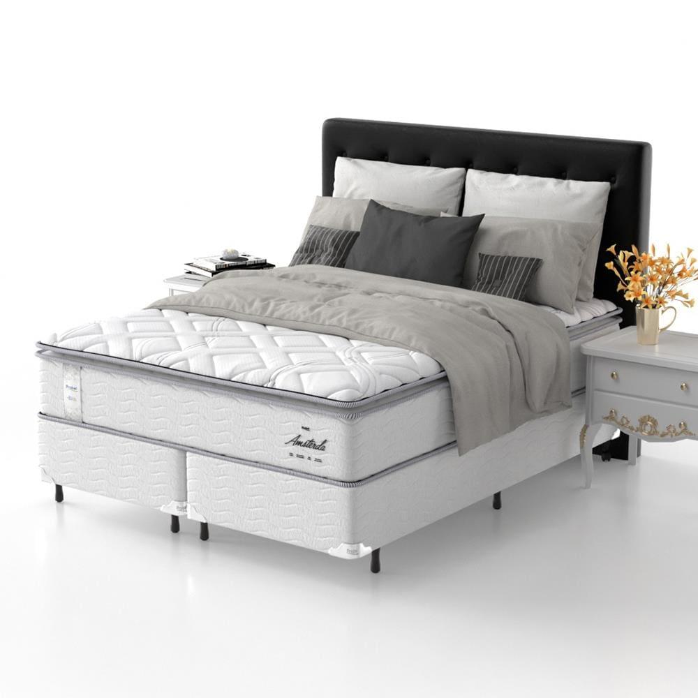 Cama Box Queen Size Probel Amsterdã D33 com Molas Ensacadas e Pillow Top 72x158x198 - Branco/Preto - 5