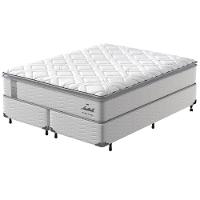Cama Box Queen Size Probel Amsterdã D33 com Molas Ensacadas e Pillow Top 72x158x198 - Branco/Preto - 2