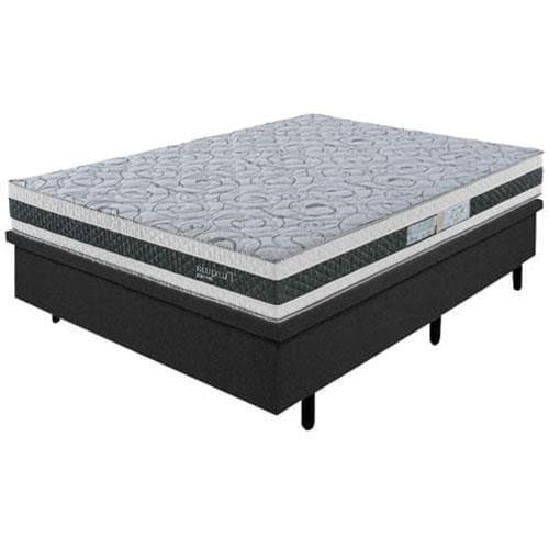 Colchão de Casal Biflex Turquia com Molas Ensacadas e Pillow Inn + Box MGA Lift Cotton com Baú e Pistão à Gás - 69x138x188cm - Branco/Grafite/Preto - 1