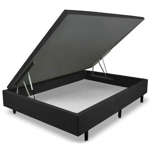 Colchão de Casal Biflex Turquia com Molas Ensacadas e Pillow Inn + Box MGA Lift Cotton com Baú e Pistão à Gás - 69x138x188cm - Branco/Grafite/Preto - 5