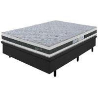 Colchão de Casal Biflex Turquia com Molas Ensacadas e Pillow Inn + Box MGA Lift Cotton com Baú e Pistão à Gás - 69x138x188cm - Branco/Grafite/Preto - 1