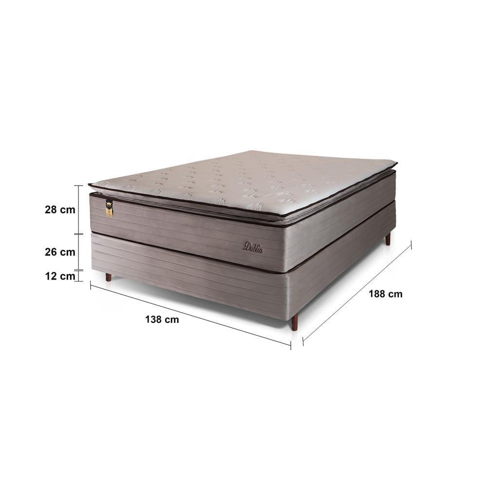 Cama Box Casal Hellen Dublin com Molas Ensacadas e Espuma D26 66x138x188cm - Bege - 4