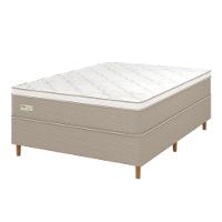 Cama Box Casal Umaflex Milão com Revestimento em Malha + Colchão com Euro Pillow e Molas Ensacadas 30x138x188cm – Bege e Branca - 2