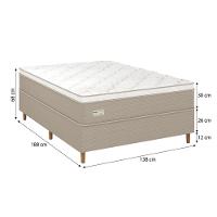 Cama Box Casal Umaflex Milão com Revestimento em Malha + Colchão com Euro Pillow e Molas Ensacadas 30x138x188cm – Bege e Branca - 4