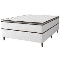 Cama Box de Casal Umaflex New Itália com Molas Ensacadas e Pillow Top D26 - 63x138x188cm - Branco/Marrom - 1
