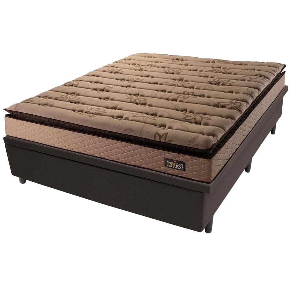 Colchão Casal Hellen Van Gogh Espuma D33 + Base Box MGA Lift Cotton com Baú e Pistão à Gás 68x138x188cm - Caqui/Marrom - 1