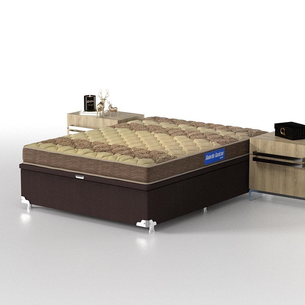 Cama Box de Casal Probel Guarda Costas Espuma D33 com Box Baú Probel Universal 54x138x188cm - Bege/Marrom - 6
