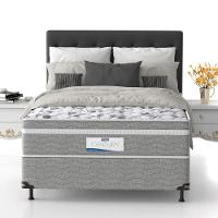 Cama Box de Casal Probel Century D28 com Molas Ensacadas e Pillow Euro 70x138x188cm - Branco/Cinza - 1