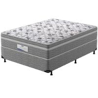 Cama Box de Casal Probel Century D28 com Molas Ensacadas e Pillow Euro 70x138x188cm - Branco/Cinza - 2