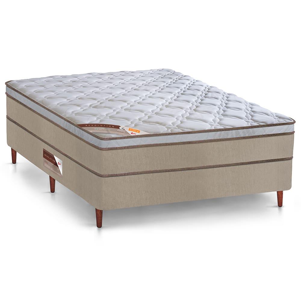 Cama Box Casal Castor Revolution com Mola Bonnel 66x138x188cm – Branco/Bege - 1