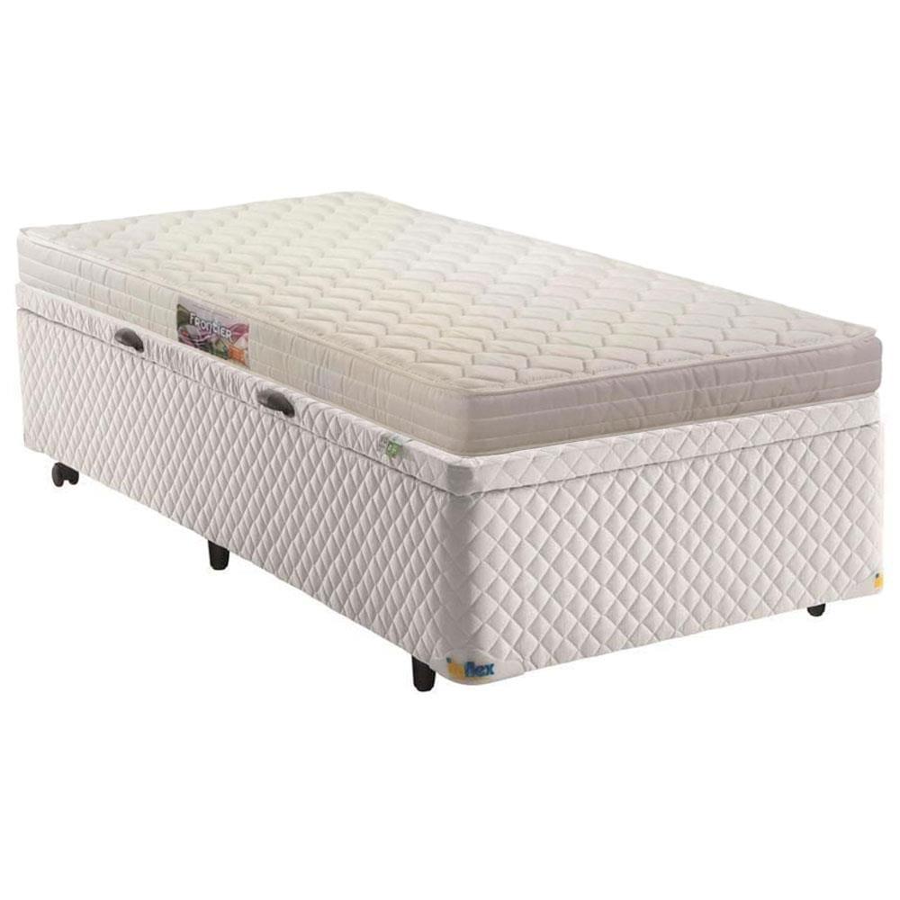 Colchão de Solteiro Herval Frontier + Base Box Itaflex Universal com Baú 60,5x88x188 cm – Branco - 1