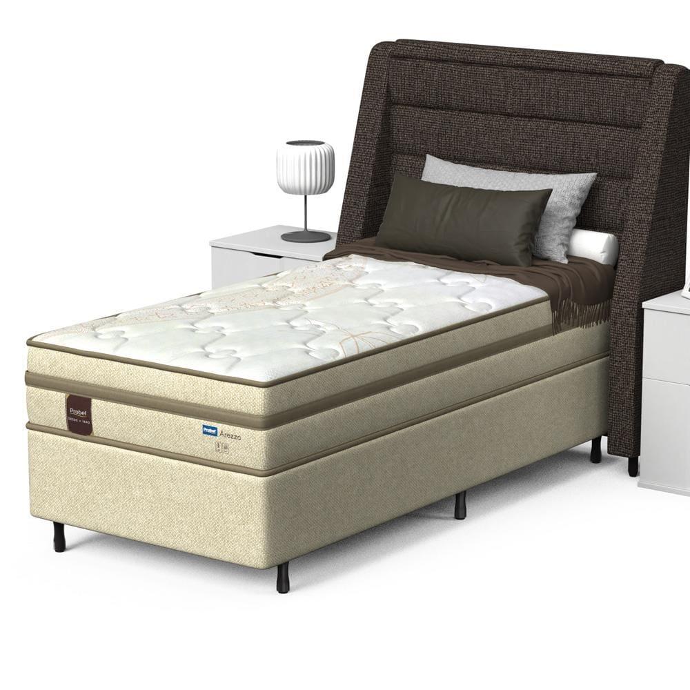 Cama Box Solteiro Probel Arezzo Revestida em Tecido Jacquard + Colchão com Pillow Euro e Molas Ensacadas Individualmente 26x88x188cm – Bege e Preta - 3