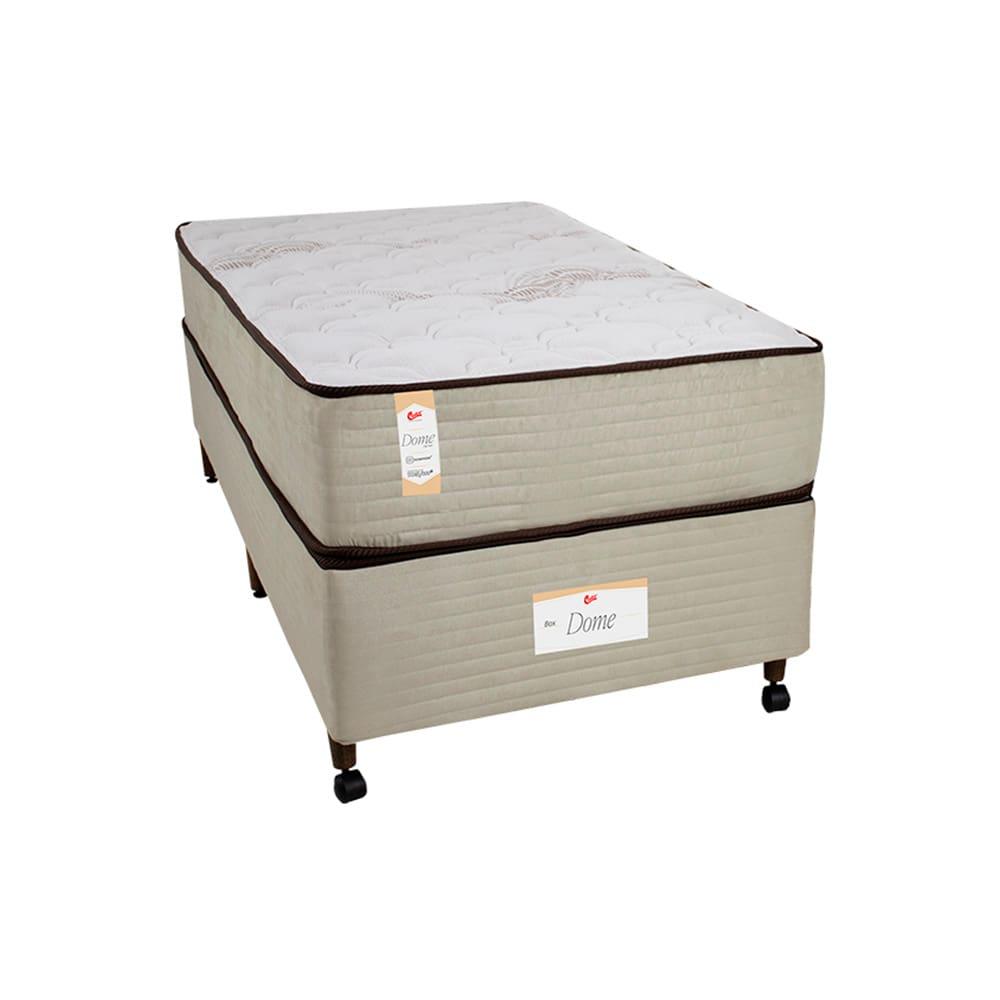 Cama Box Solteiro Castor Dome One Revestida em Tecido Suede + Colchão com Molejo Tecnopedic e Revestimento em Malha 27x88x188cm – Bege - 1