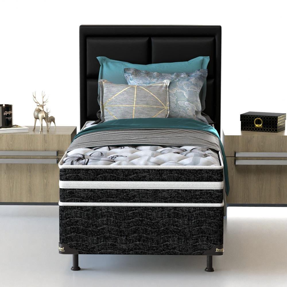 Cama Box de Solteiro Probel Guarda Costas Premium Multi Firme Espuma D20 e 28 60x88x188cm - Branco/Preto - 1