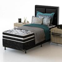 Cama Box de Solteiro Probel Guarda Costas Premium Multi Firme Espuma D20 e 28 60x88x188cm - Branco/Preto