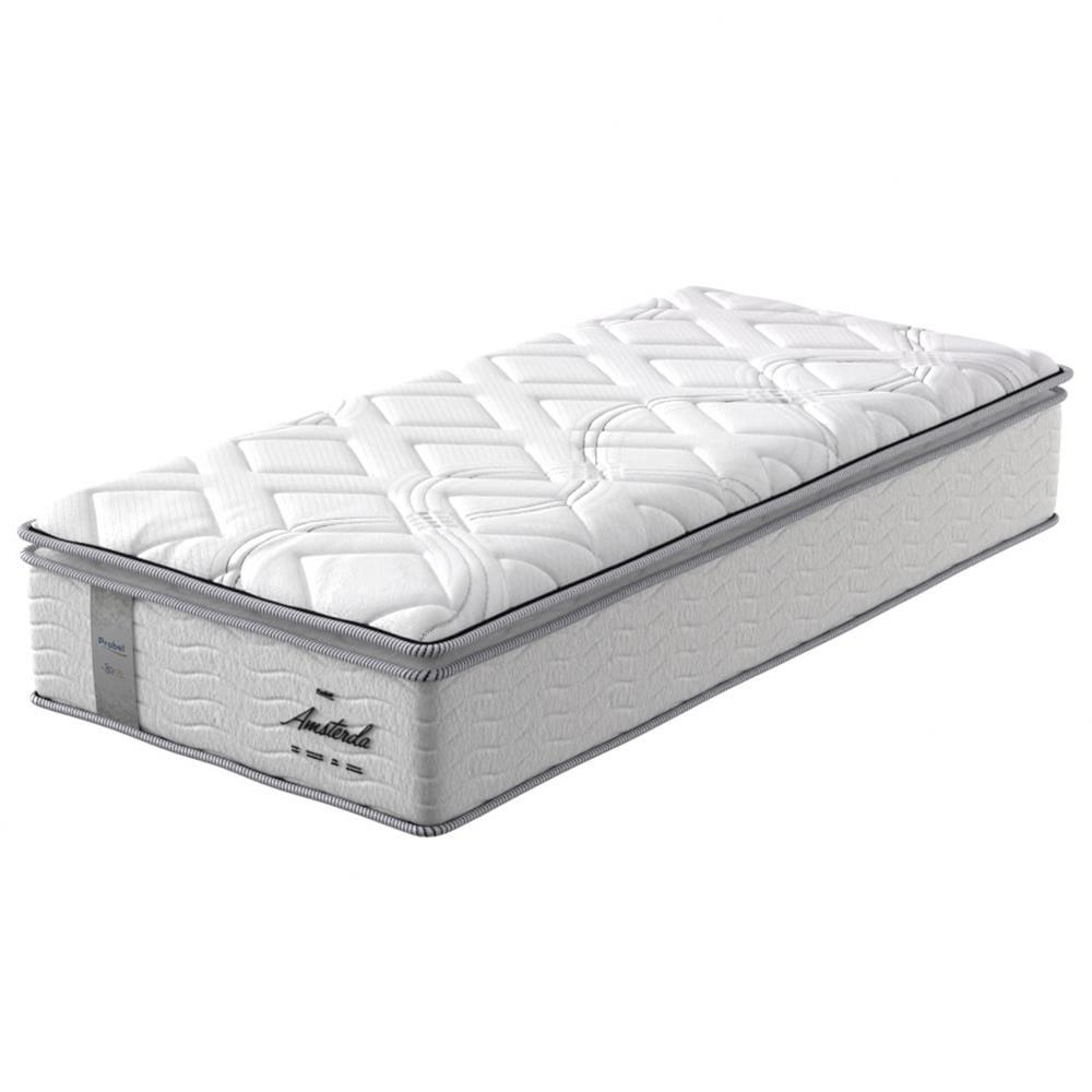 Cama Box de Solteiro Probel Amsterdã com Pillow Top e Molas Ensacadas 72x88x188cm - Branco/Preto - 3