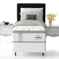 Cama Box de Solteiro Probel Amsterdã com Pillow Top e Molas Ensacadas 72x88x188cm - Branco/Preto - 1