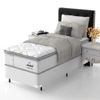 Cama Box de Solteiro Probel Amsterdã com Pillow Top e Molas Ensacadas 72x88x188cm - Branco/Preto - 5