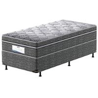 Cama Box de Solteiro Probel Village D28 com Molas Ensacadas e Pillow Euro 68x88x188cm - Branco/Preto - 2