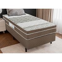 Cama Box de Solteiro Biflex Ilhéus com Molas Ensacadas e Euro Pillow 63x88x188cm - Marrom/Bege Estampado - 1