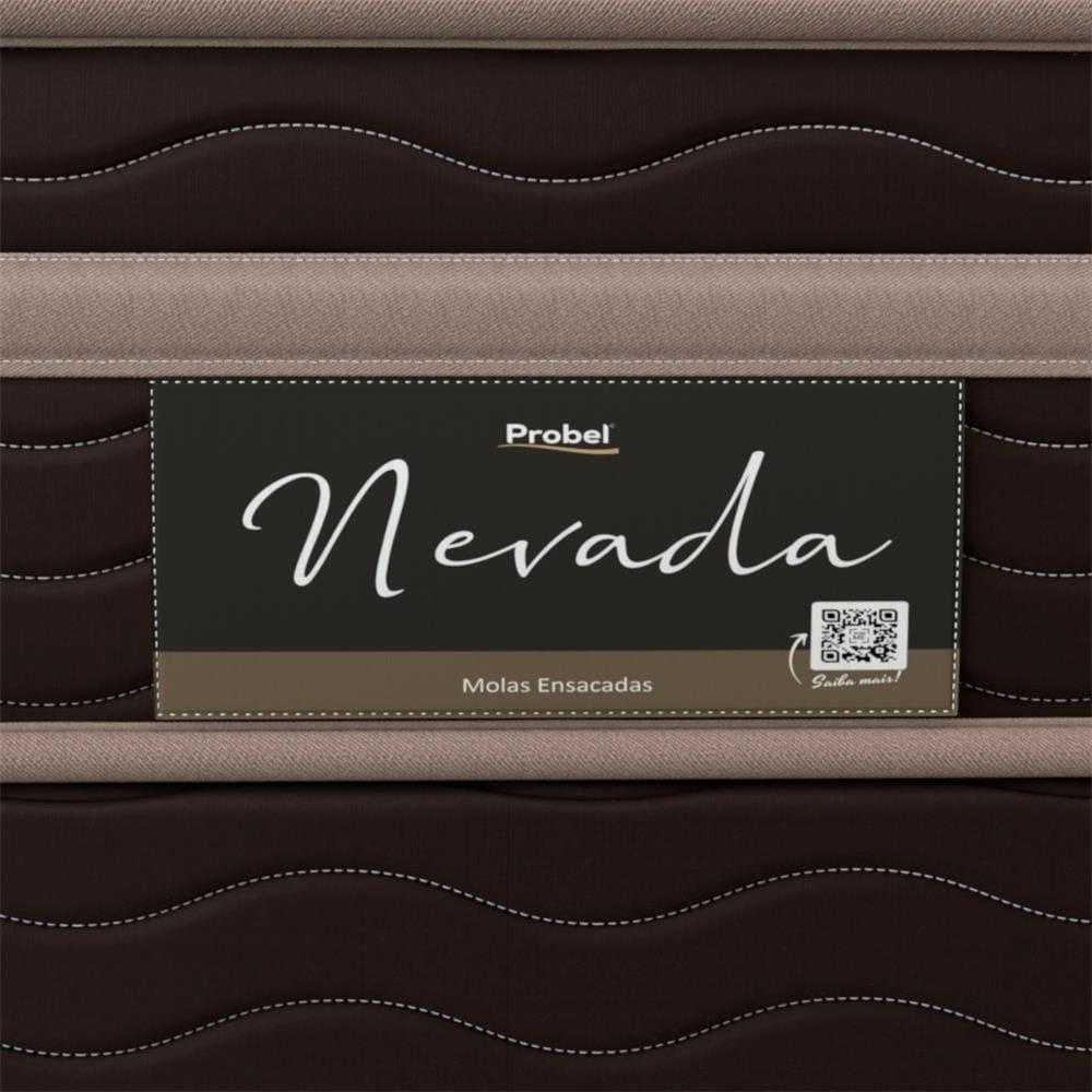 Cama Box Solteiro Probel Nevada com Euro Pillow e Molas Ensacadas 64x88x188 cm - Bege/Marrom - 5