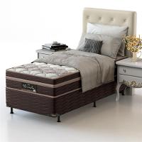 Cama Box Solteiro Probel Nevada com Euro Pillow e Molas Ensacadas 64x88x188 cm - Bege/Marrom - 2