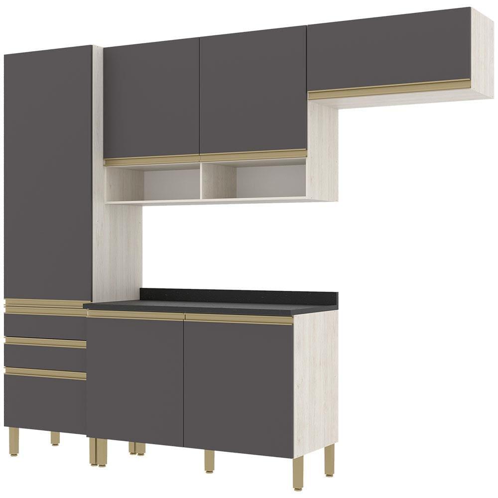 Cozinha Compacta Bartira Jaspe com 6 Portas, 3 Gavetas e 6 Prateleiras - 260,4cm de largura - 4