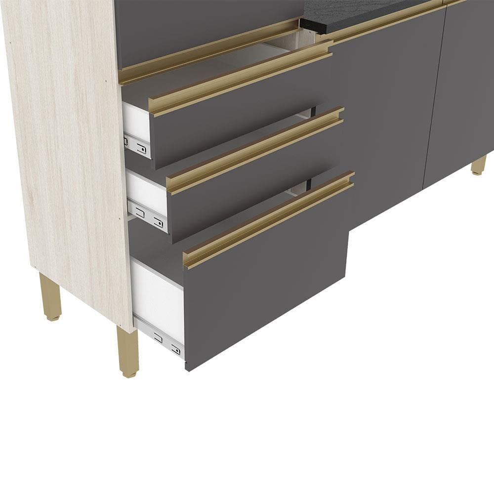 Cozinha Compacta Bartira Jaspe com 6 Portas, 3 Gavetas e 6 Prateleiras - 260,4cm de largura - 7
